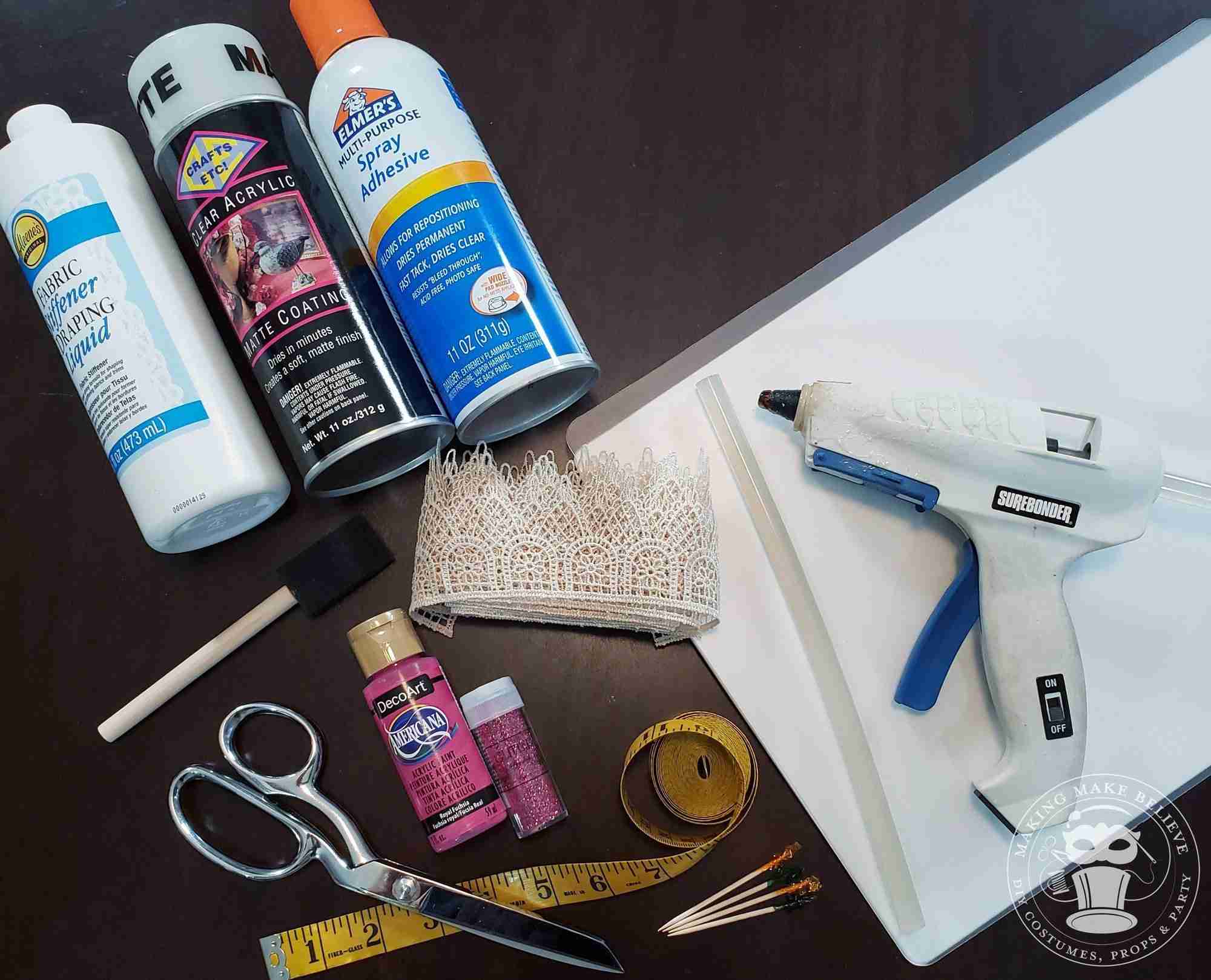Supplies and tools for Easy Lace Crowns