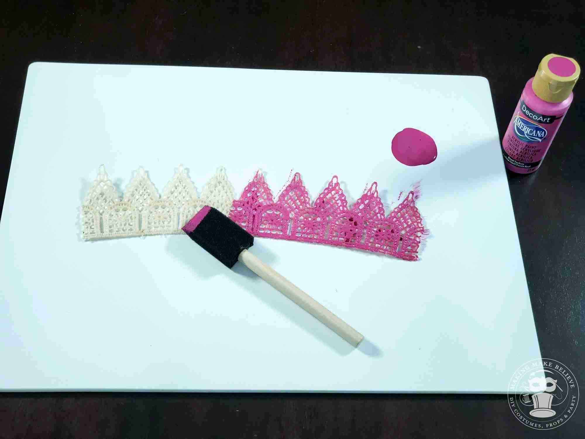 Painting lace with foam brush