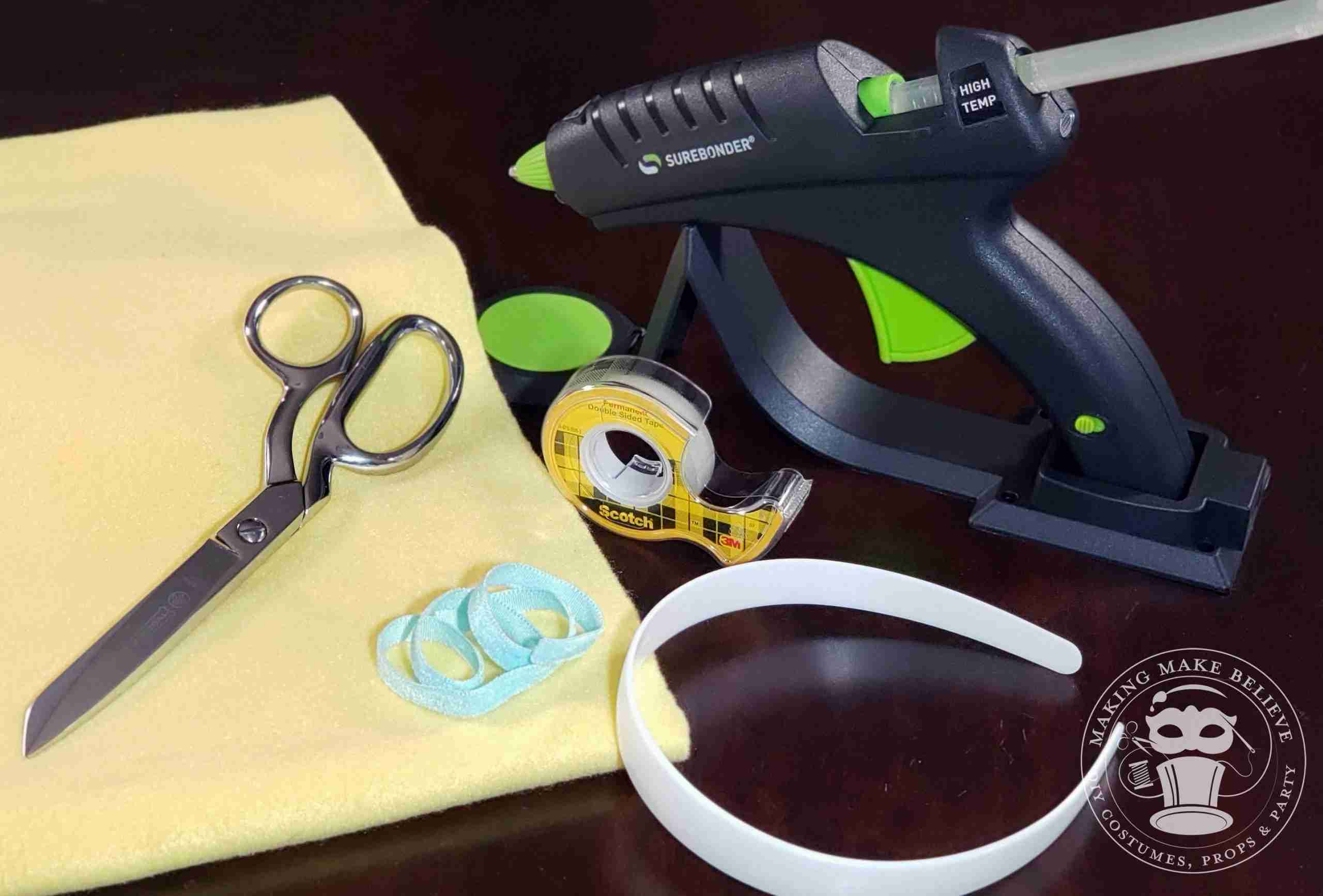 Supplies and tools for No-Stitch Headband Cover