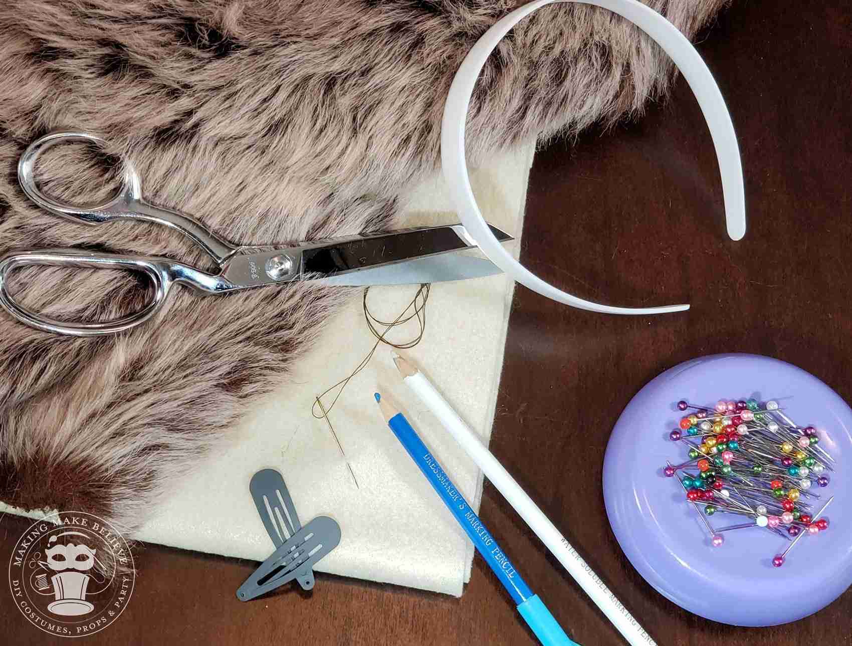 Supplies and tools to make Petite Kitty Cat Ears