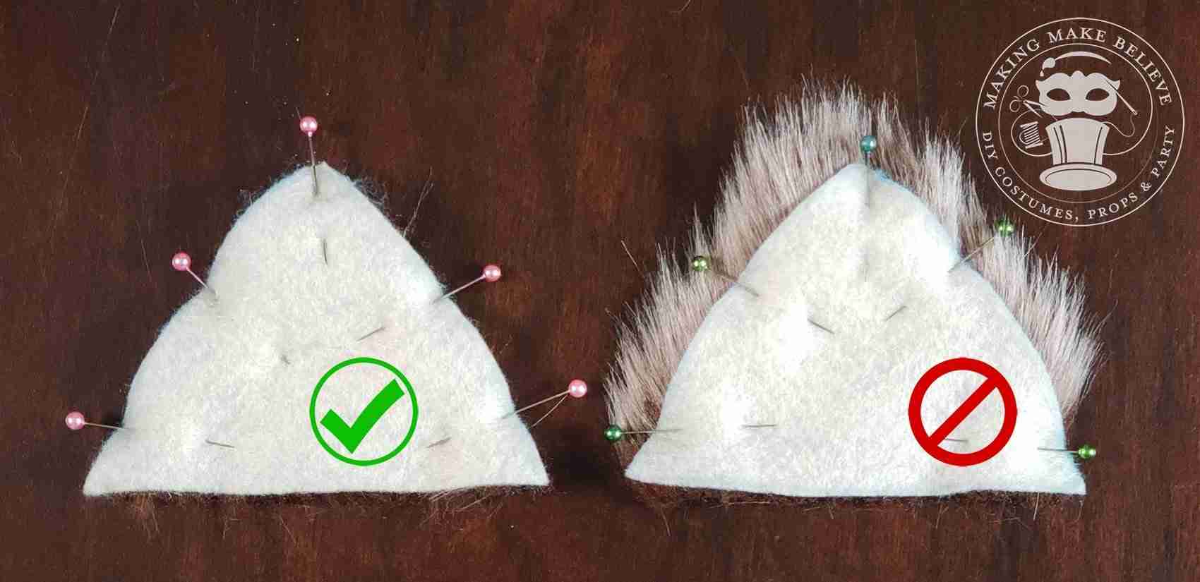 Tuck fur inside and pin right sides together