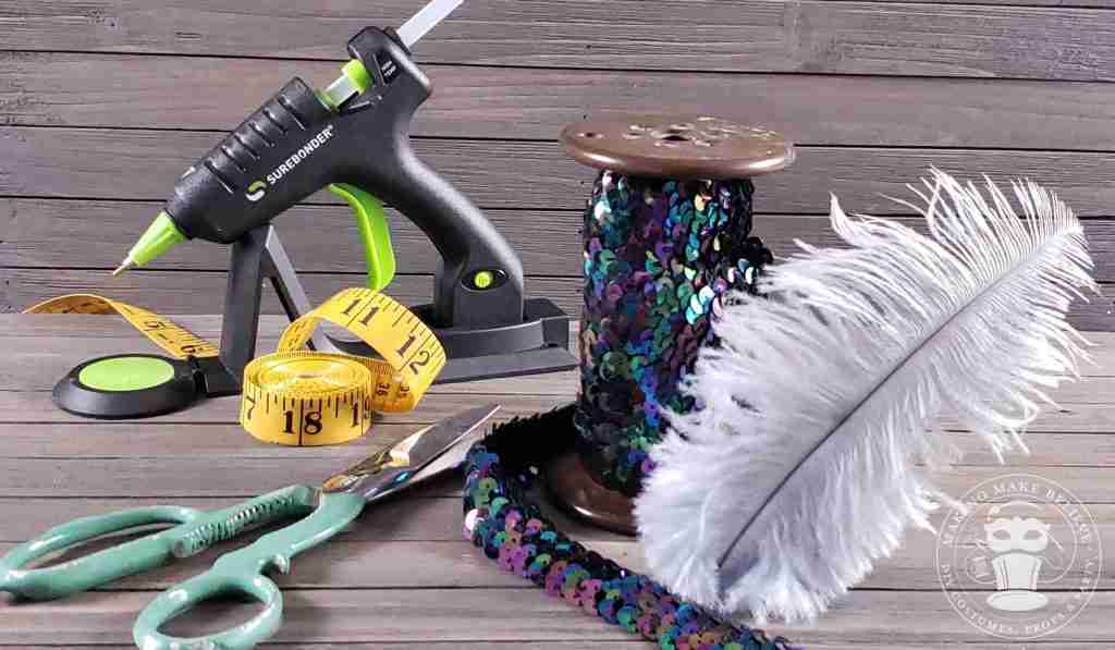 Supplies and tools to make 5 Minute Flapper Headband