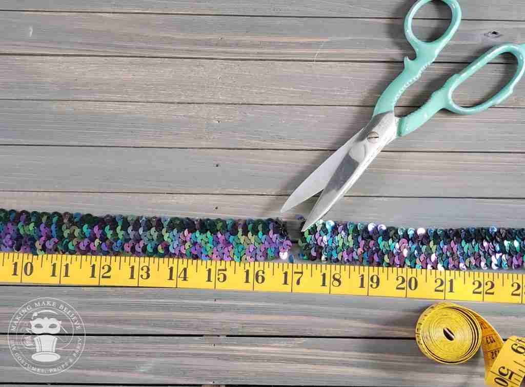 Measure and cut stretch sequin trim