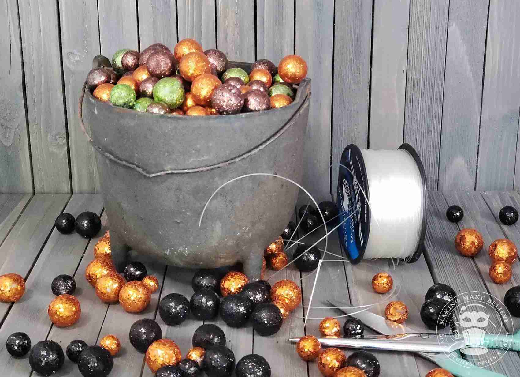 Tools and supplies for Glitter Foam Ball Garland