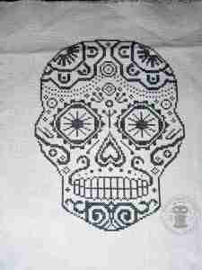 Sugar Skull Halloween Cross Stitch In Black