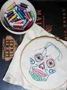 Sugar Skull Cross Stitch In Color Work In Progress