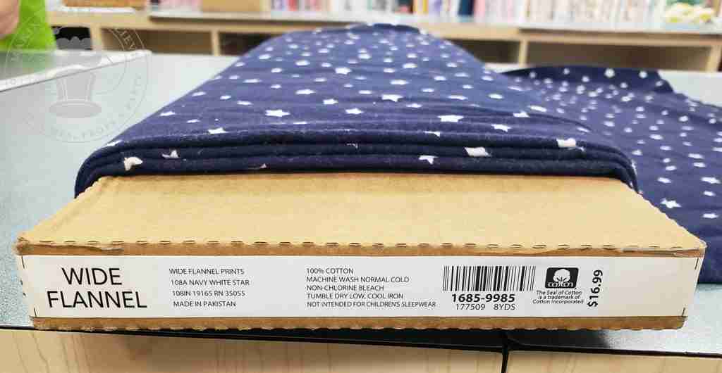 White Stars on Blue Flannel Fabric