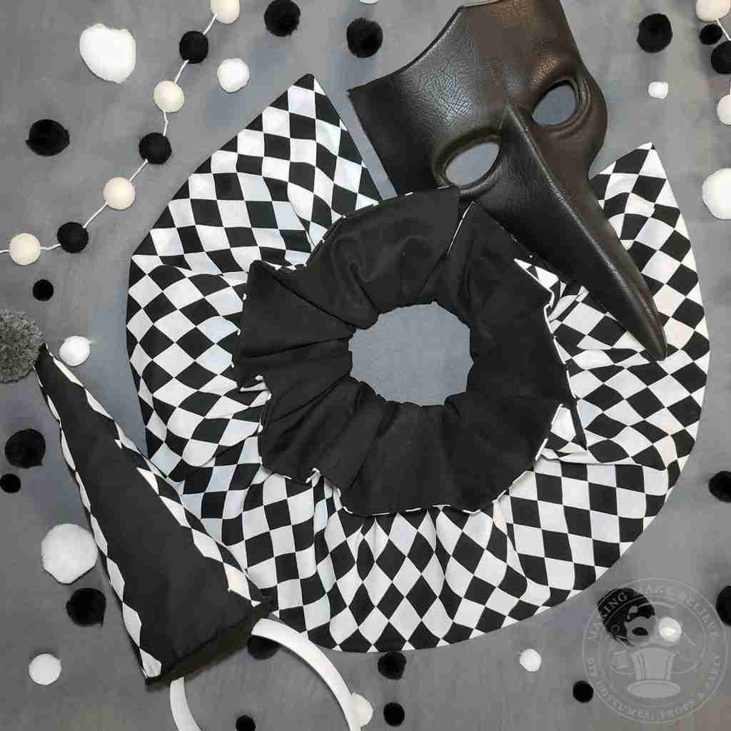 Harlequin Plague Clown Hat Mask and Collar Set