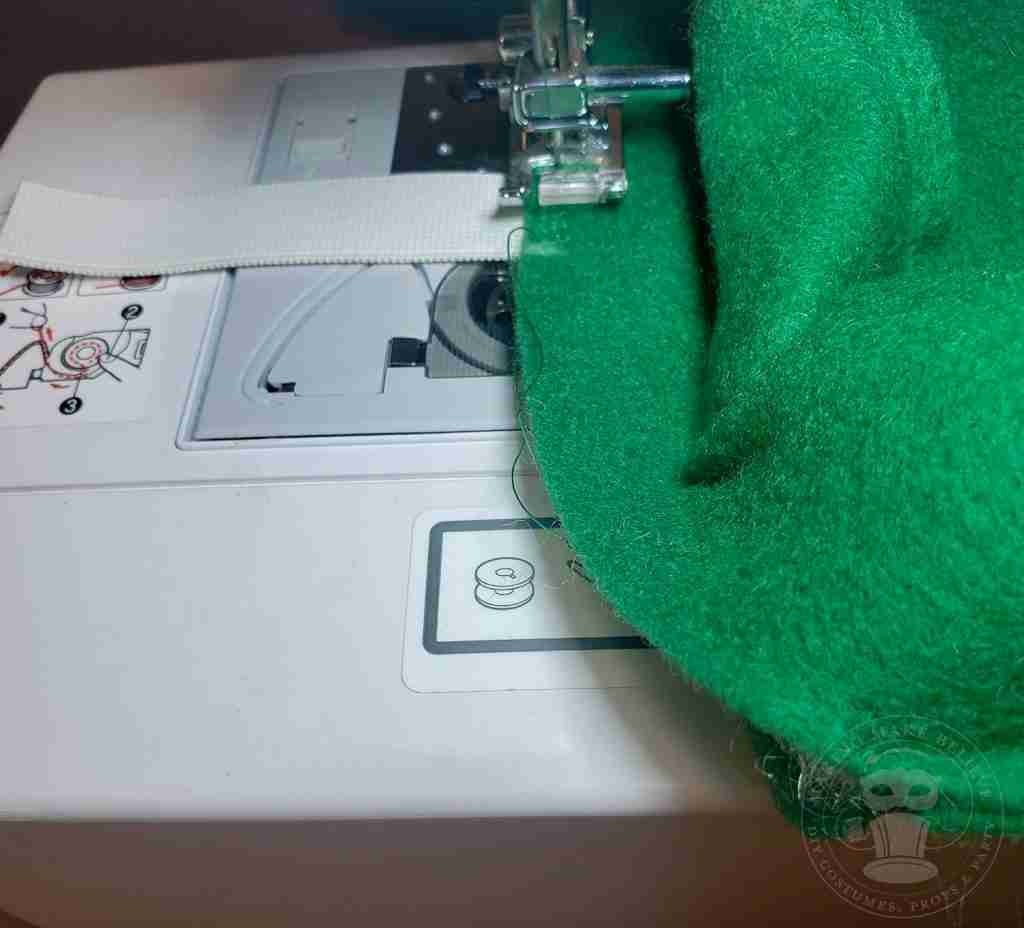 Zigzag Stitch Elastic Onto Elf Shoe Covers