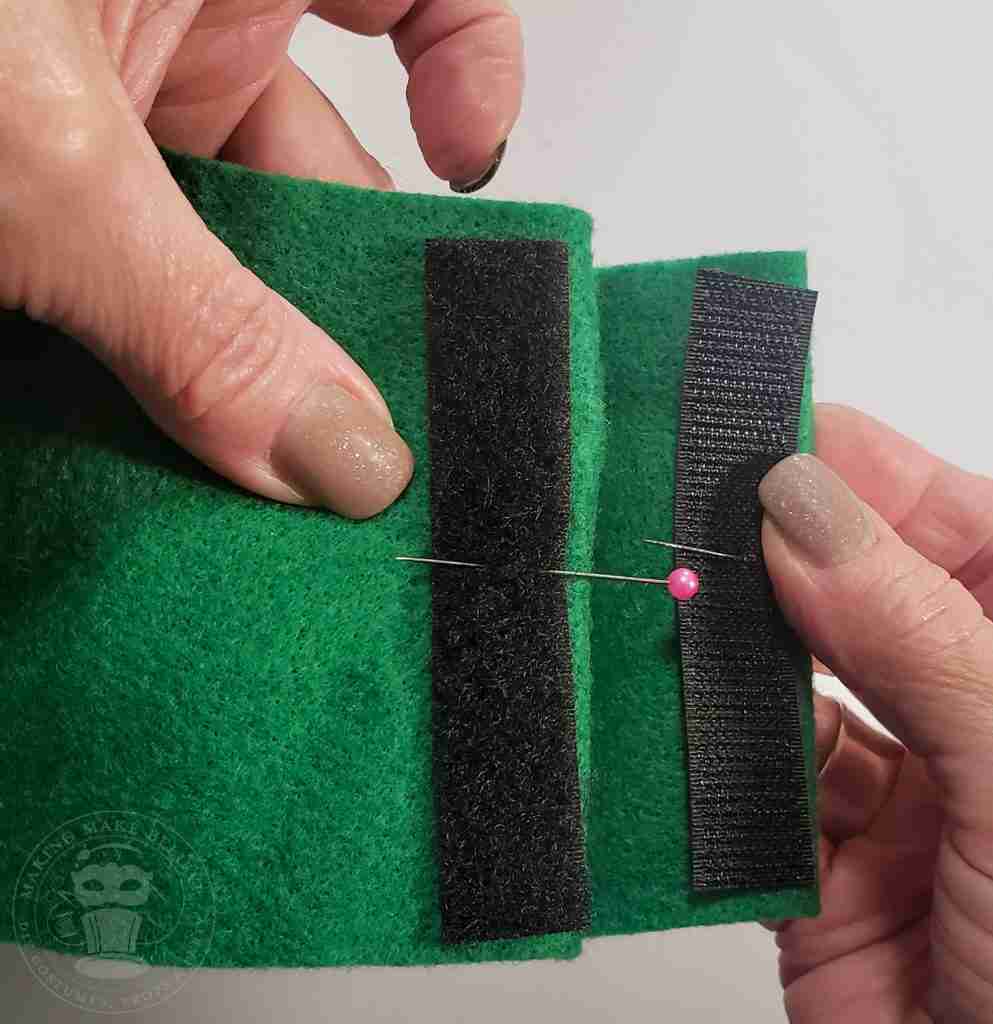Pin Hook and Loop To Back of Elf Shoe Covers