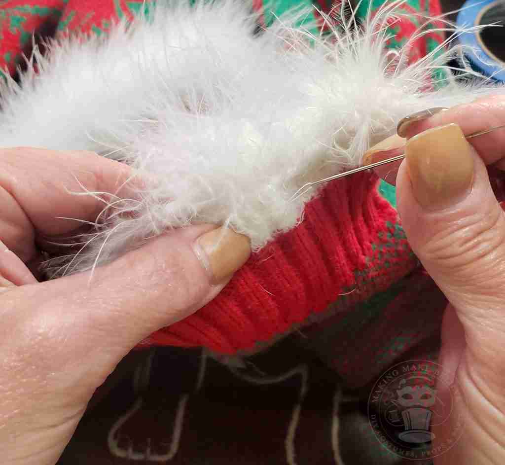Ugly Christmas Sweater Hack - Add Marabou Boa Trim