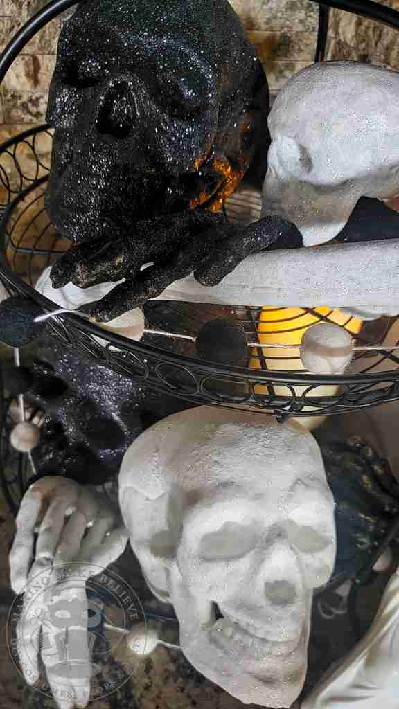 Tiered tray glitter bone pile