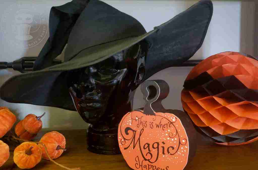 Orange & black display magic witches ball