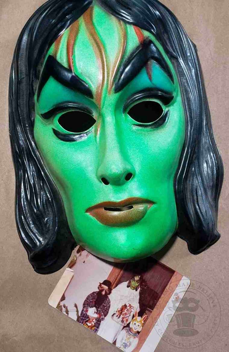 Vintage Green Witch Woman Mask