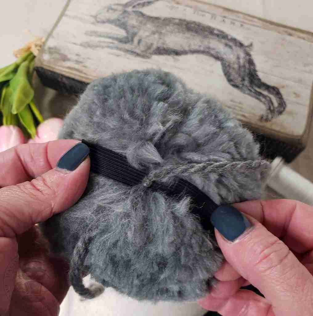 Add Elastic To Pom For DIY Fluffy Bunny Tail