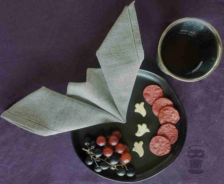 Bat Napkin with Halloween Appetizer Plate