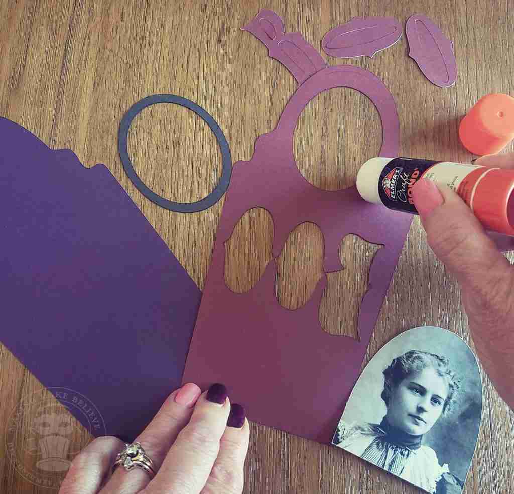 Glue Portrait to Back of Tombstone Epitaph