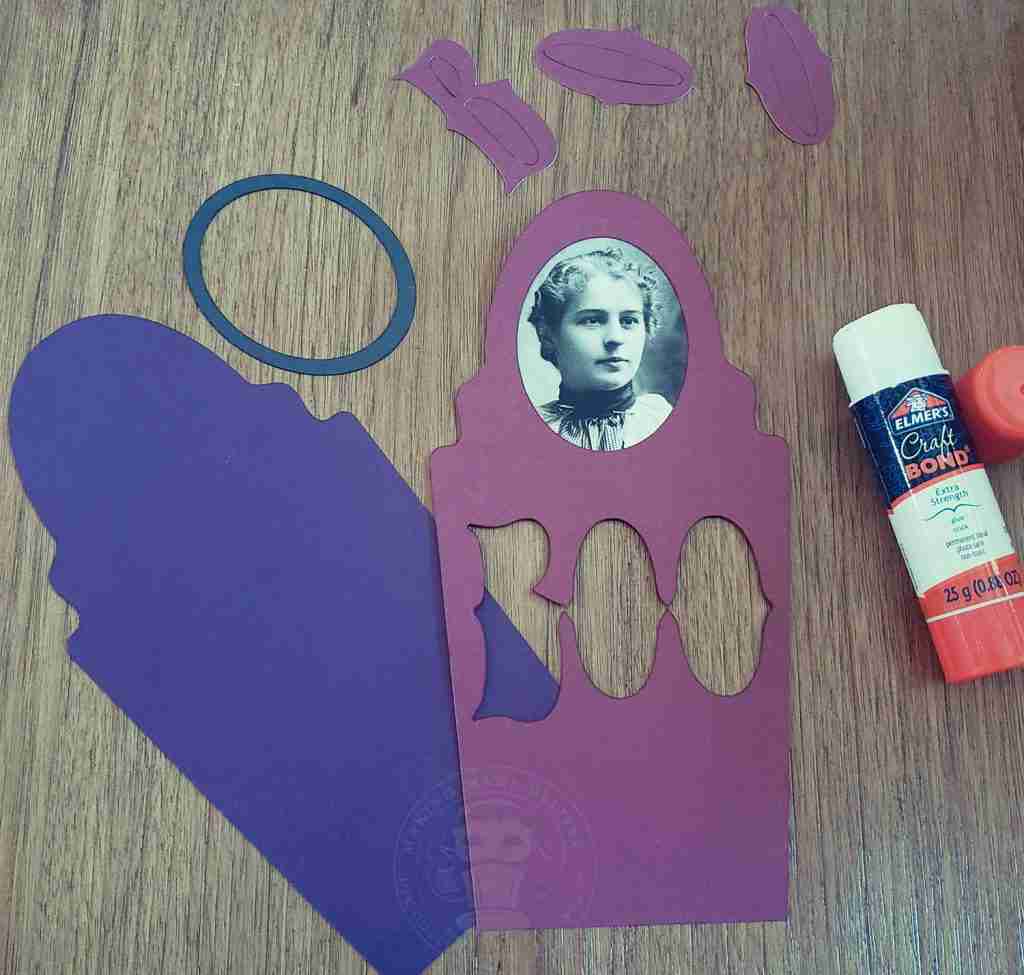 Glue Portrait to Back of Epitaph Tombstone