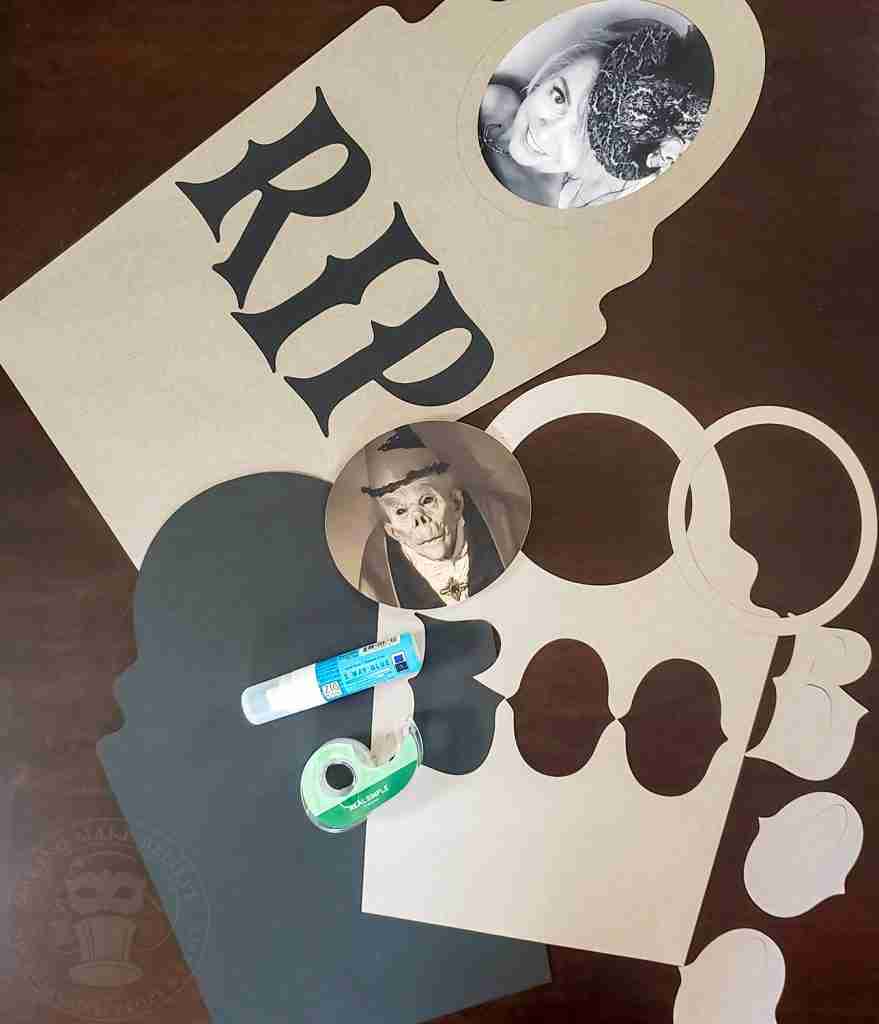 Supplies for Tombstone Portraits DIY Halloween Party Decorations