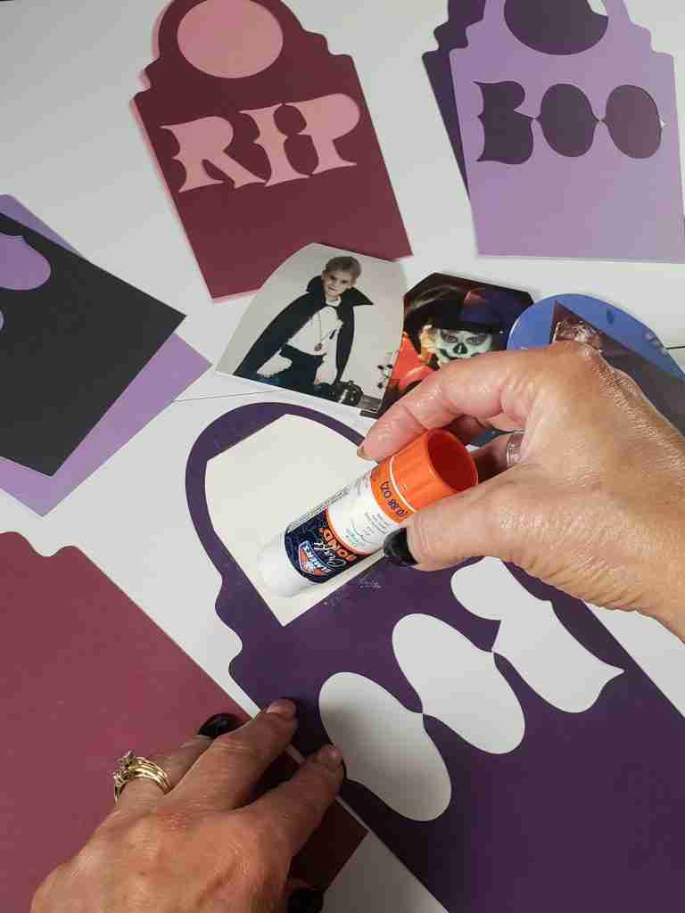Glue Front Onto Background Tombstone