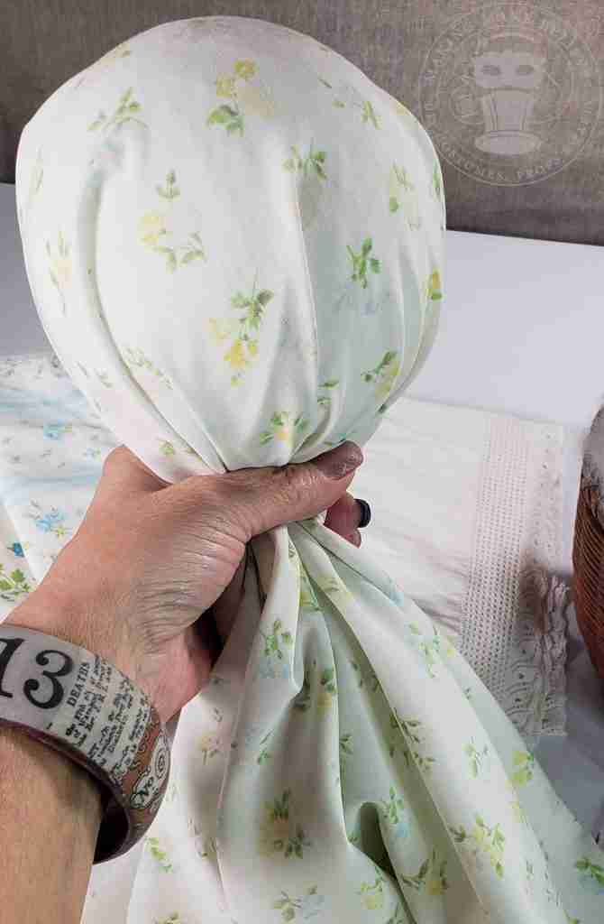 Gather Fabric At Neck of Ghost Doll