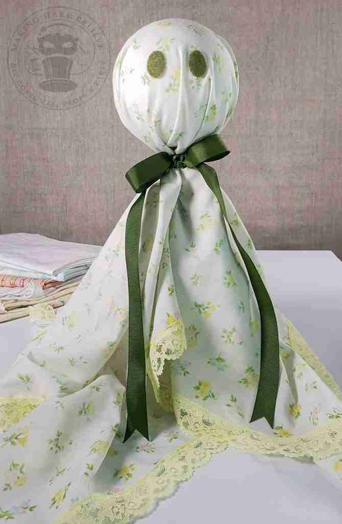 Add Ribbon Tie To Vintage Pillowcase Ghost Doll