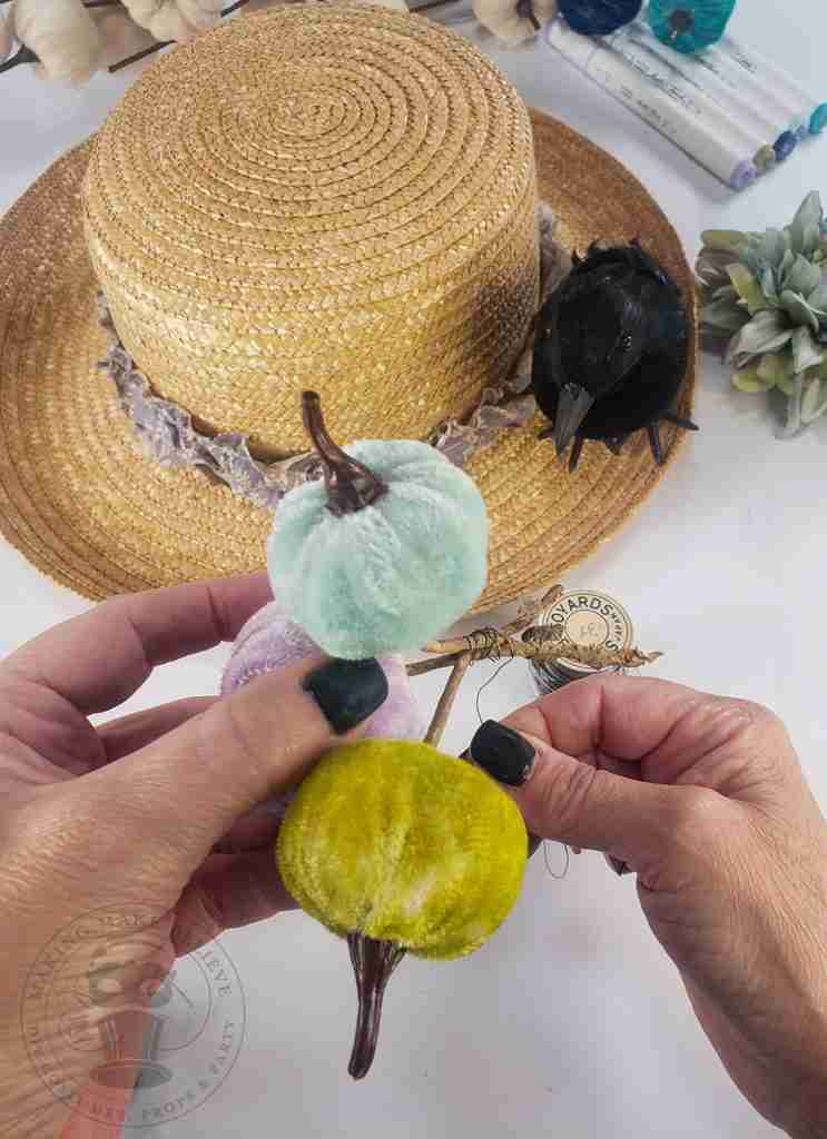 Wire Velvet Pumpkins Together