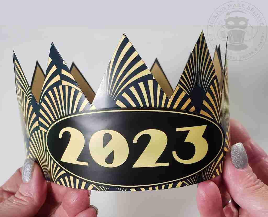 New Year's Eve Crown Easy Black and Gold DIY Art Deco