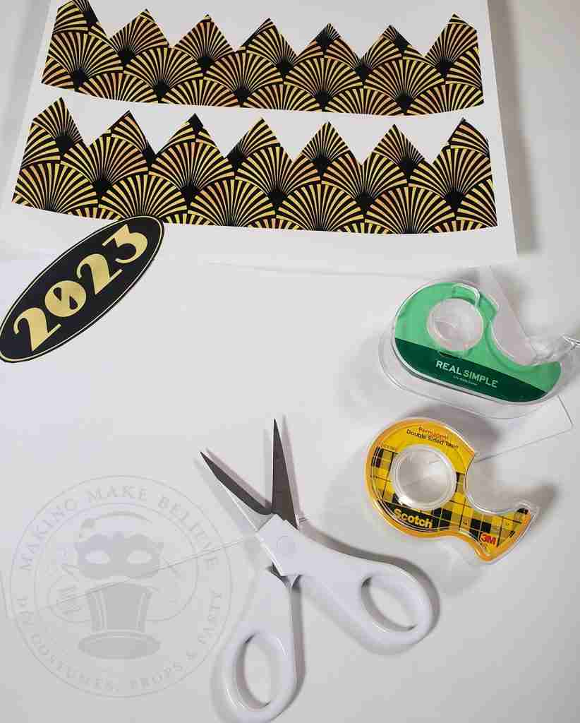 Fast and Easy New Year's Eve Black and Gold DIY Art Decor Crowns Supplies