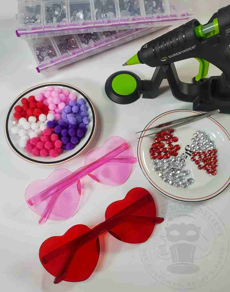 Supplies for Valentine Costume Glasses