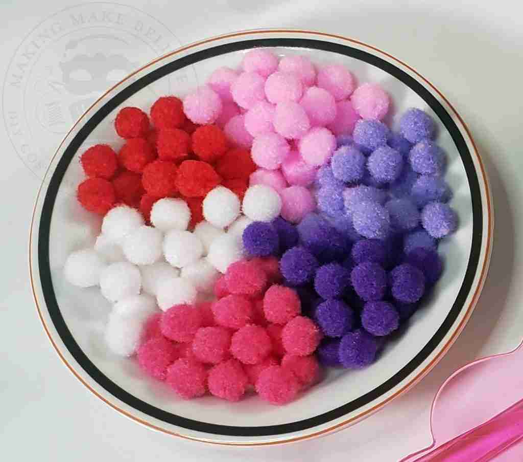 Mini Pom Poms for Valentine Costume Glasses