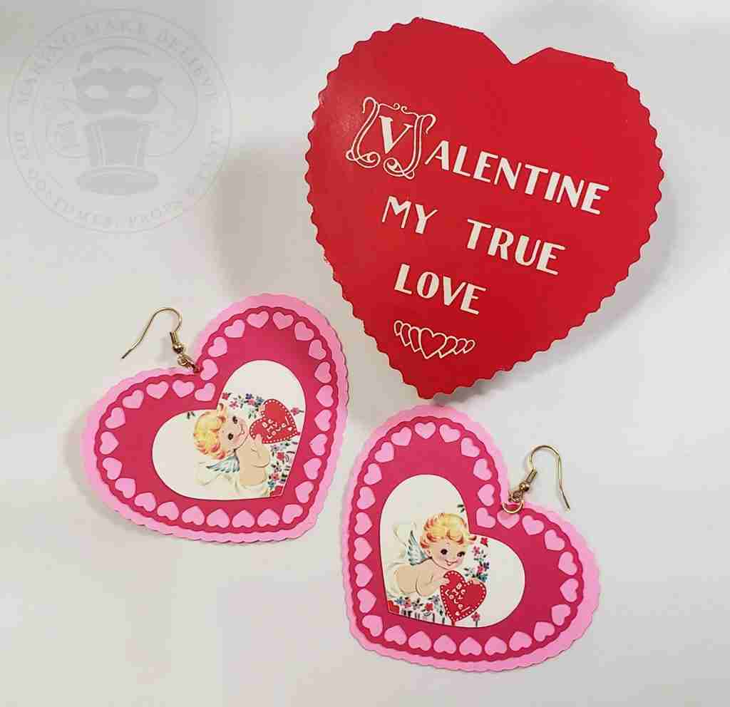 Paper Doily Valentine Heart Costume Earrings