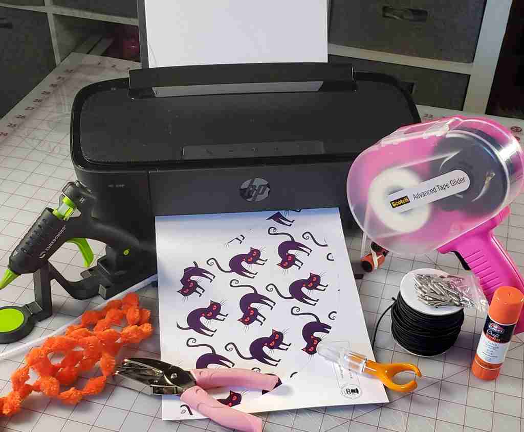 Supplies For Retro Halloween Printable DIY Party Hats