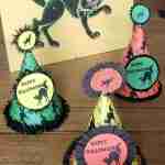 Vintage Retro Halloween Cats Printable DIY Party Hats
