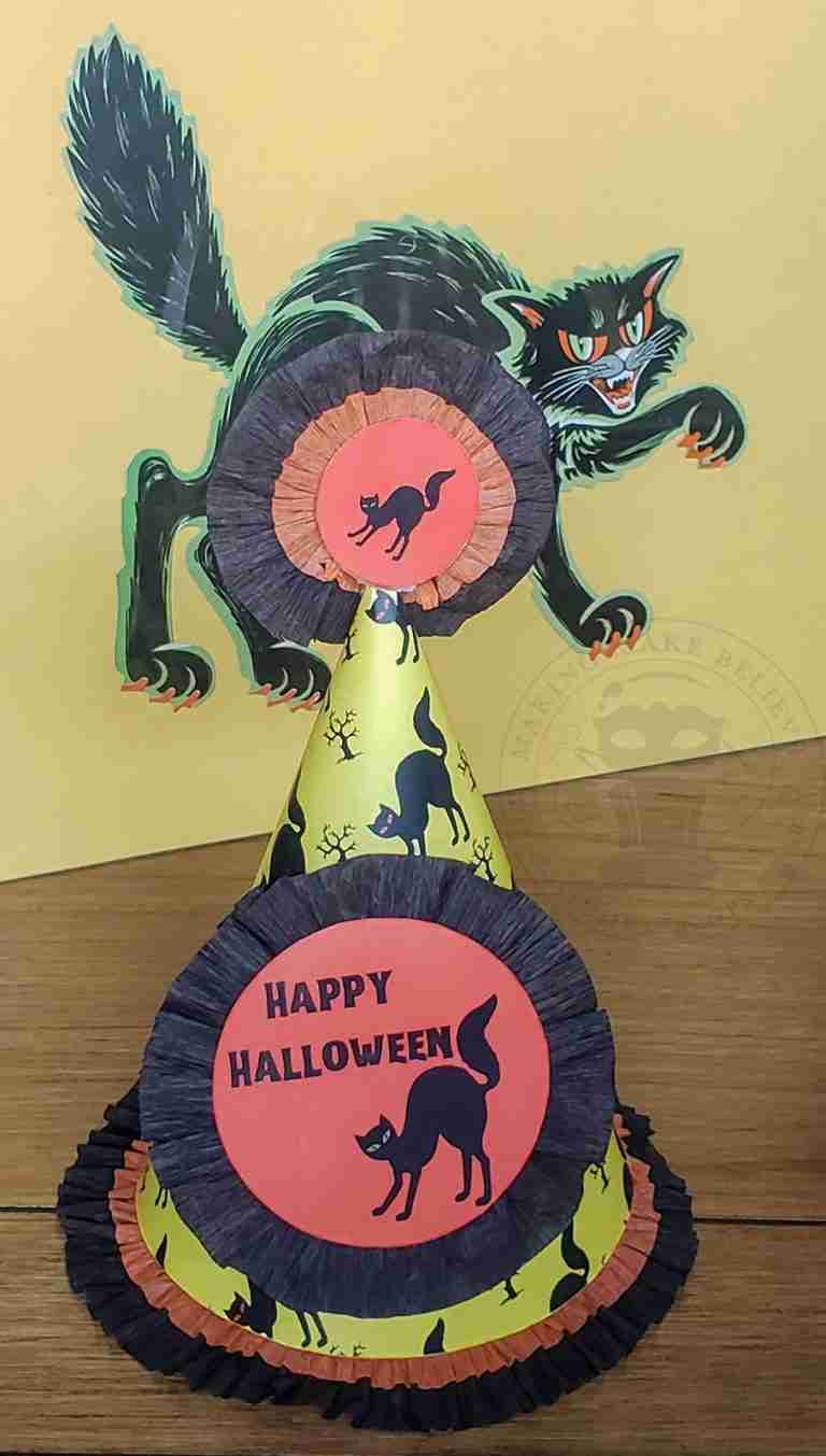 Vintage Retro Halloween Cats Printable DIY Party Hats