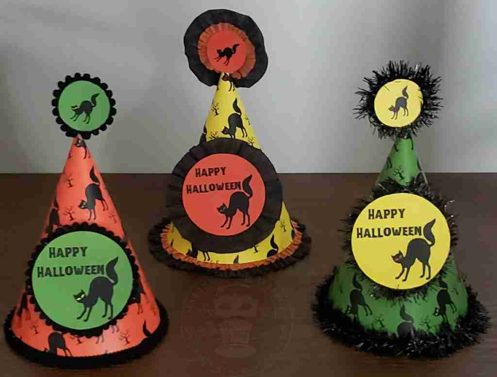 Vintage Retro Halloween Cats Printable DIY Party Hats