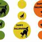 Vintage Retro Halloween Cats Printable DIY Party Hats Adornments