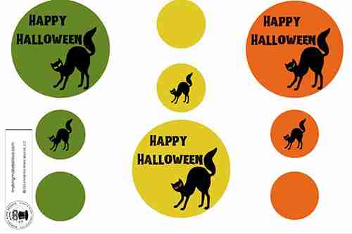 Vintage Retro Halloween Cats Printable DIY Party Hats Adornments