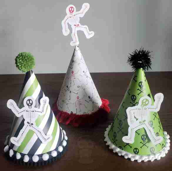Skeleton Dance Halloween Printable DIY Party Hats