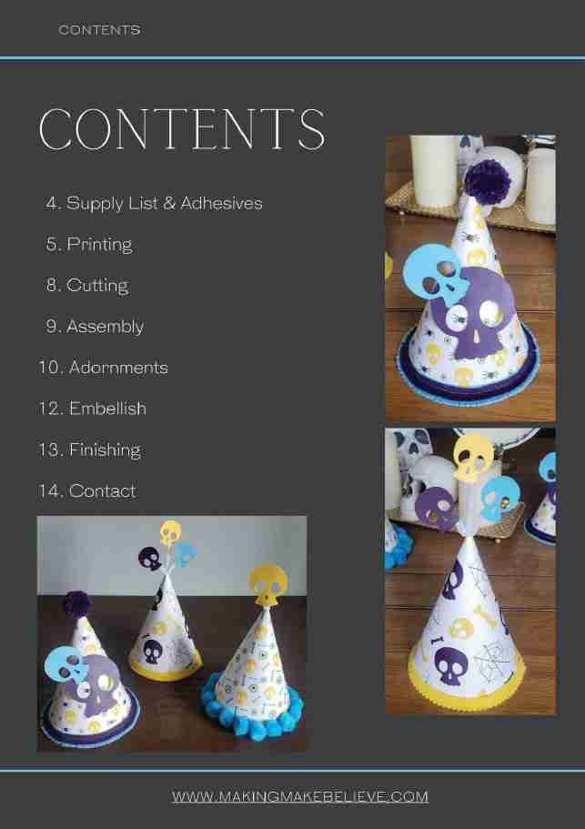 Skulls Galore Halloween Printable DIY Party Hats Guide