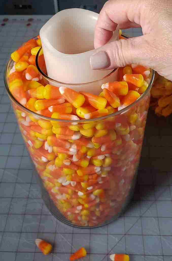Fill Exterior Are with Candy Corn & Add Candle