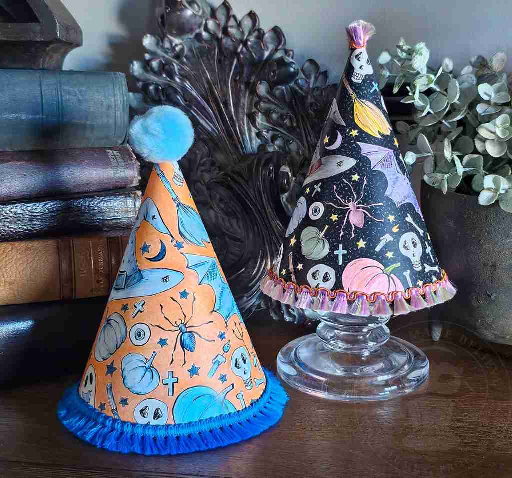 Halloween Party Hats Color Sheets
