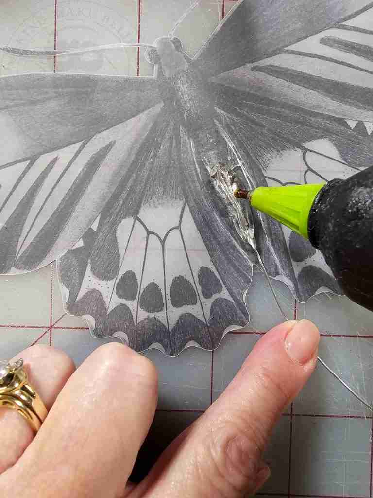 Glue Wire To Underside of Ghost Butterfly
