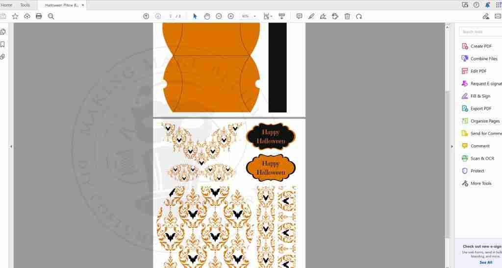 Halloween Pillow Box Printables PDF