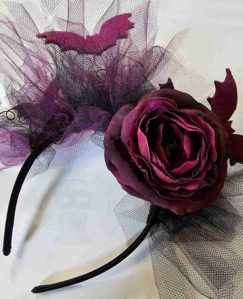 Rose Added to Halloween Bat Headband