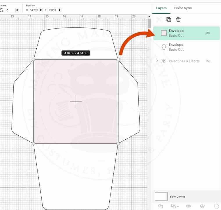 Select Envelope Lines in Cricut Design Space