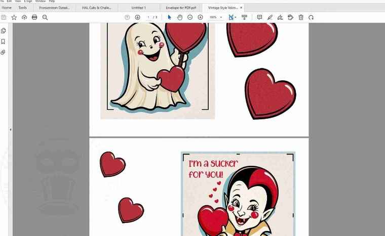 Spooky Valentines PDF For Printing and Cutting By Hand