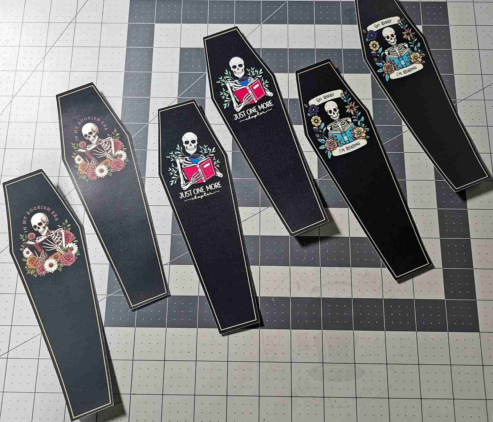 Skeleton Coffin Bookmarks Cut Out