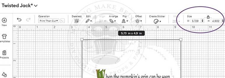 Resize Print Then Cut Pieces