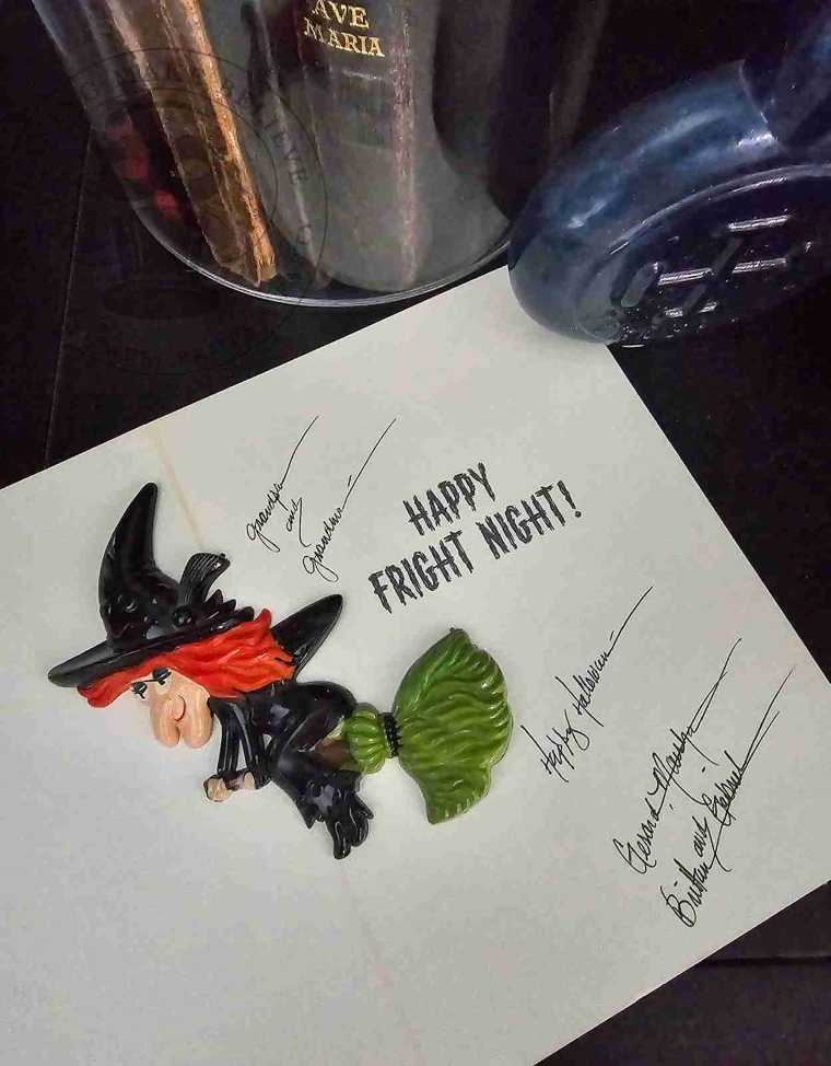 Haunted Haul Vintage Witch Cake Topper and Halloween Card